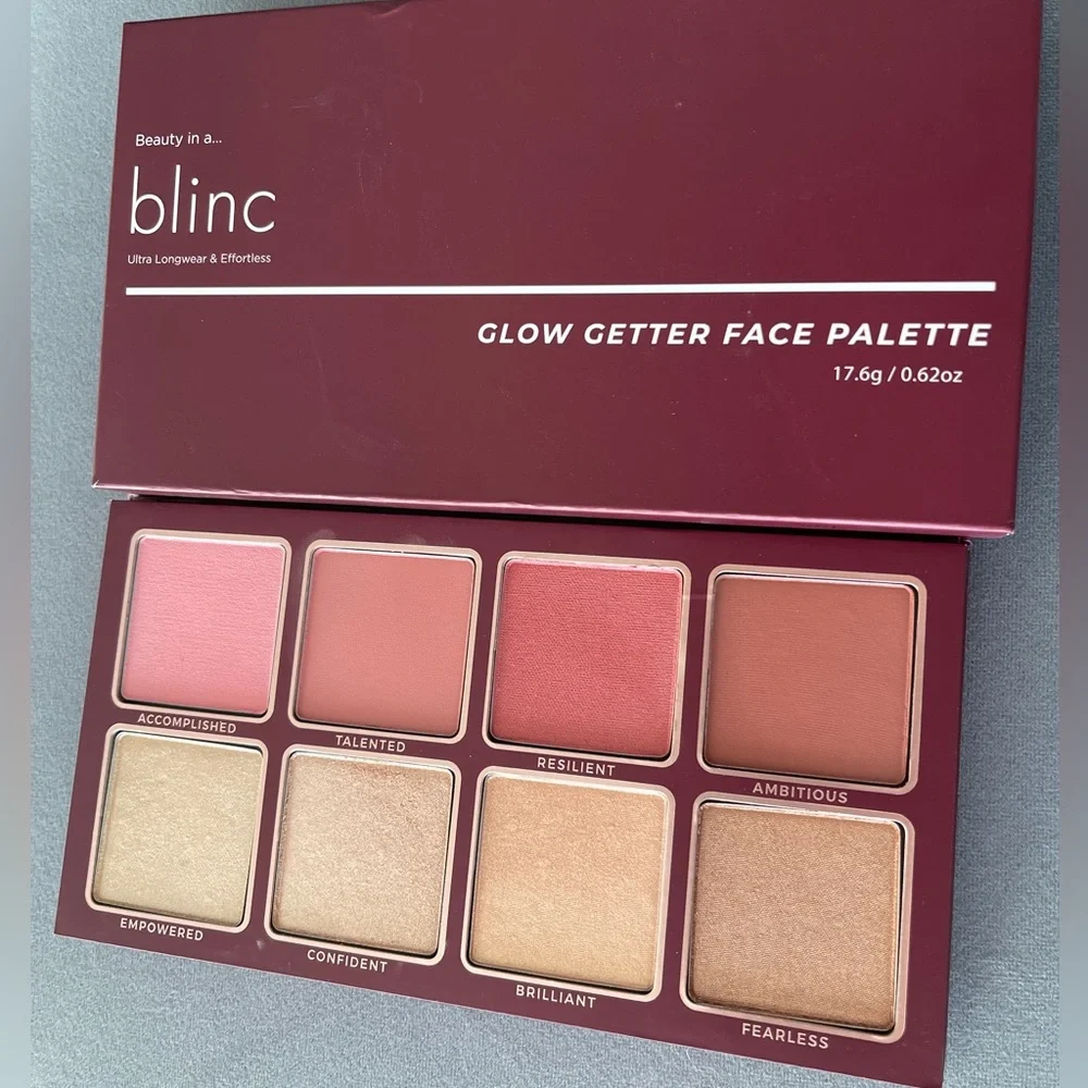 Blinc Glow Getter Face Palette, Cheek Palette with Highlighters, Blush & Contour
